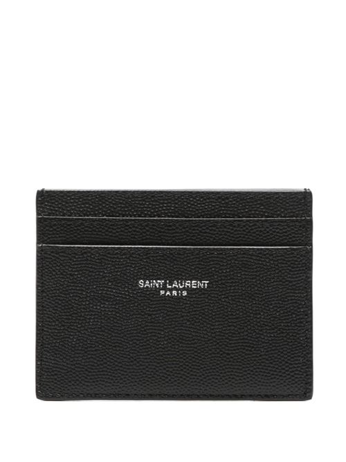 Saint Laurent Paris credit card holder in black textured leather SAINT LAURENT | 375946BTY0N1000